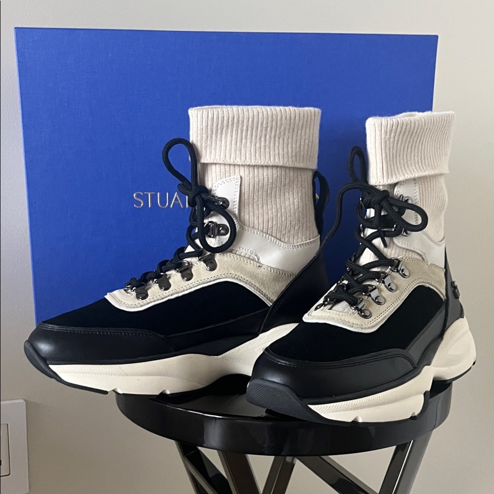Stuart Weitzman Black and Cream Sneakers